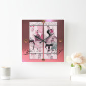 美容師、美しいサロンメイクアップアーティストピンクジェム スクエア壁時計 (ホーム)