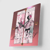 美容師、美しいサロンメイクアップアーティストピンクジェム スクエア壁時計 (傾斜)