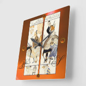 美容師、美容院は芸術家のオレンジを構成します スクエア壁時計 (傾斜)