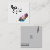 美容師 – 羽毛 スクエア名刺 (正面/裏面)