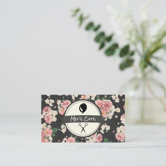 美容師 |花柄 名刺 (スタンド正面)