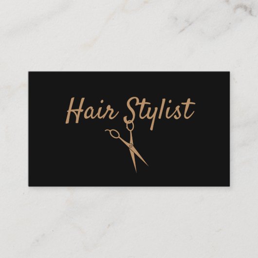 美容師-黒および金ゴールドのはさみ 名刺 (正面)