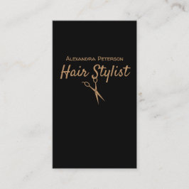 美容師-黒および金ゴールドのはさみ 名刺
