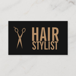 美容師-黒および金ゴールドのはさみ 名刺
