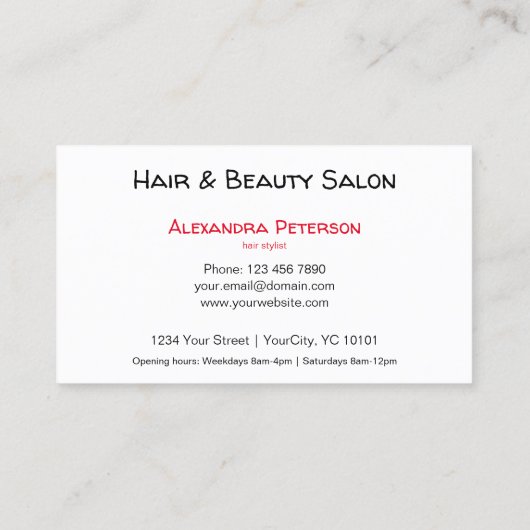 美容師-黒と赤 名刺 (裏面)