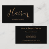 美容師 – 黒と金ゴールドはさみ 名刺 (正面/裏面)