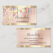 美容師Coiffeur金ゴールドはさみ自筆証書 名刺 (正面/裏面)