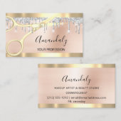 美容師Coiffeur金ゴールドシザーズシルバードリップ 名刺 (正面/裏面)