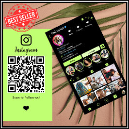 美容師Instagram Lime Green Scan to Connect 名刺