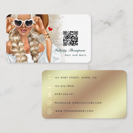 美容師QRコードビジネスカービジネスカード 名刺 (正面/裏面)