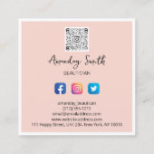 美容師QRコードロゴ額入り自筆画モダン図 スクエア名刺 (裏面)