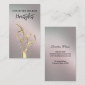 美容用の金色のはさみ 名刺 (正面/裏面)