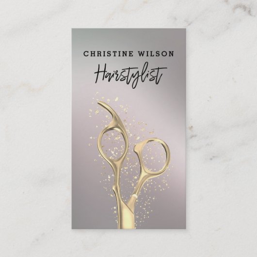 美容用の金色のはさみ 名刺 (正面)