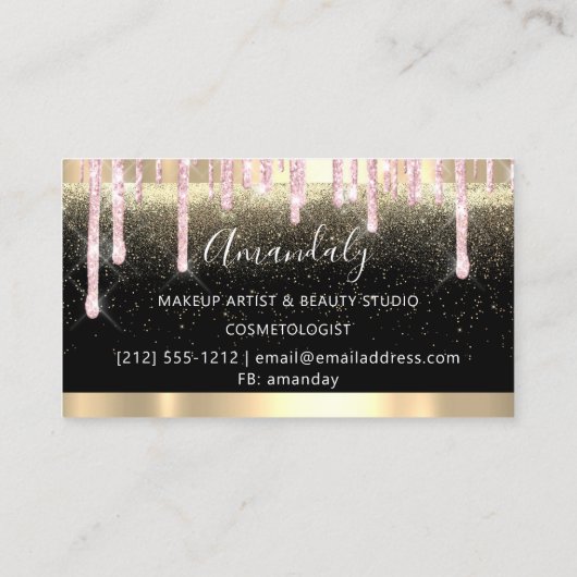 美容用はさみコイフール紙吹雪ピンク金ゴールド 名刺 (裏面)