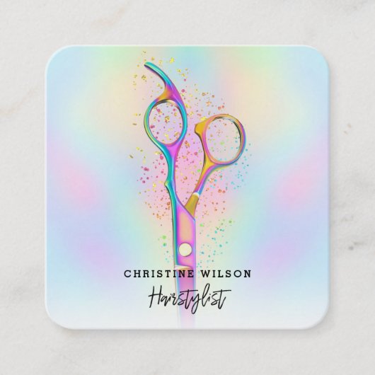 美容用はさみパステルカラー スクエア名刺 (正面)