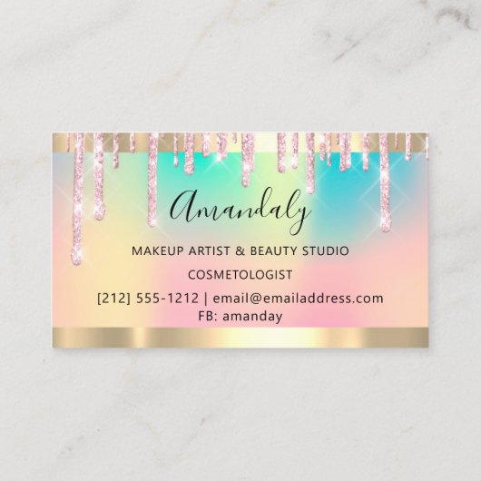 美容用はさみピンクコイフールホログラフィック 名刺 (裏面)