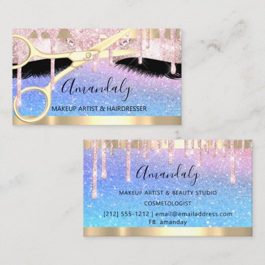 美容用はさみメイクアップラッシュピンクコイフール 名刺 (正面/裏面)