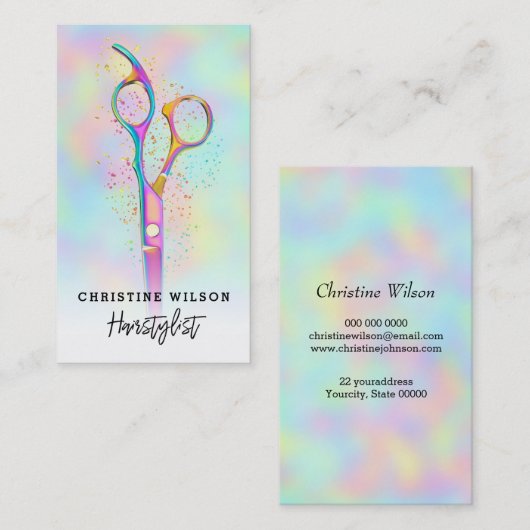 美容用はさみロゴのパステル色 名刺 (正面/裏面)