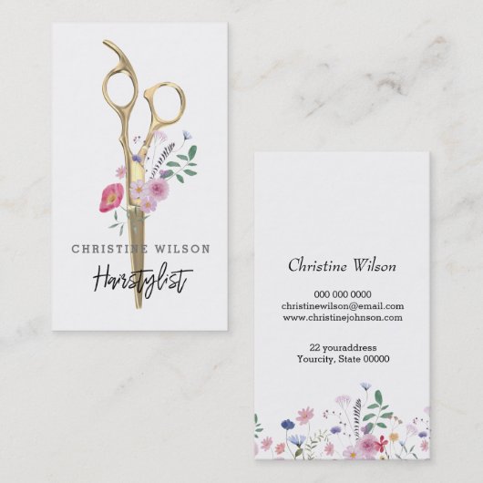 美容用はさみ野花 名刺 (正面/裏面)