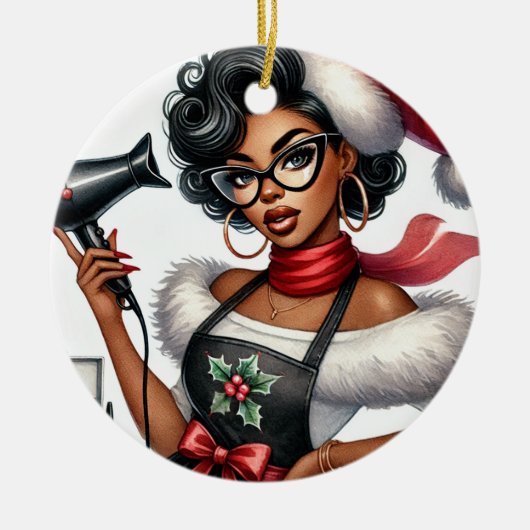 美容用パーソナライズされたクリスマス装飾品 セラミックオーナメント (正面)