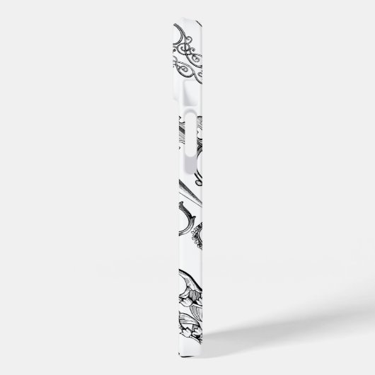 美容用ビクトリアンはさみエレガント白黒 Case-Mate iPhoneケース (裏面 / 左)