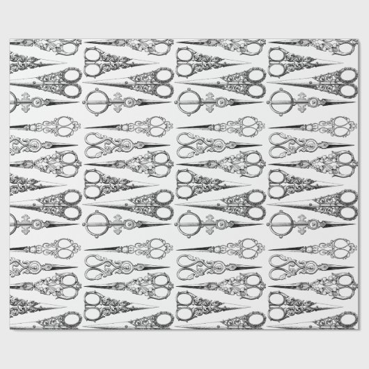 美容用ビクトリアンはさみエレガント ラッピングペーパー (フラット)