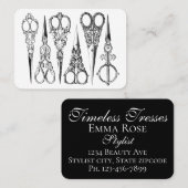 美容用ビクトリアンハサミエレガントヘアサロン 名刺 (正面/裏面)