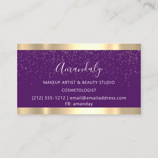 美容用モダンはさみパープルドリップスグリッター 名刺 (裏面)