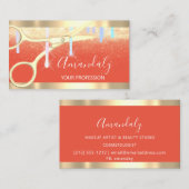 美容用モダンはさみ乾燥金ゴールドサンゴ 名刺 (正面/裏面)