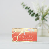 美容用モダンはさみ乾燥金ゴールドサンゴ 名刺 (スタンド正面)