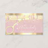 美容用モダンはさみ金ゴールドピンク赤面 名刺 (正面)