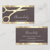 美容用モダンはさみ金ゴールド紙吹雪スキニー 名刺 (正面/裏面)