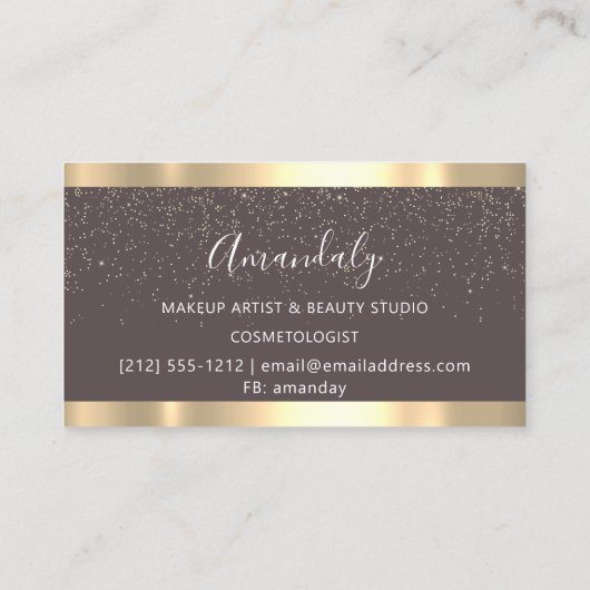 美容用モダンはさみ金ゴールド紙吹雪スキニー 名刺 (裏面)