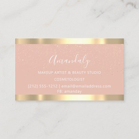 美容用モダンハサミ乾金ゴールドバラ赤面 名刺 (裏面)