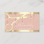 美容用モダンハサミ乾金ゴールドバラ赤面 名刺 (正面)