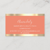 美容用モダン鋏が金ゴールドオレンジを乾かす 名刺 (裏面)