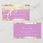 美容用モダン鋏が金ゴールドピンクを乾かす 名刺 (正面/裏面)