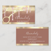 美容用モダン鋏ドリップス金ゴールドバラ 名刺 (正面/裏面)