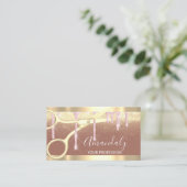 美容用モダン鋏ドリップス金ゴールドバラ 名刺 (スタンド正面)