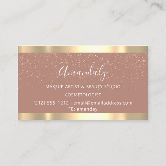 美容用モダン鋏バラ金ゴールド紙吹雪 名刺 (裏面)