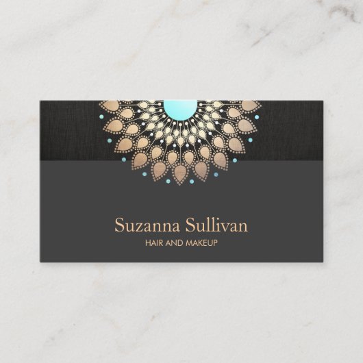 美容美しいサロン金ゴールドブラックメイクアップアーティスト 名刺 (正面)