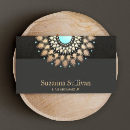 美容美しいサロン金ゴールドブラックメイクアップアーティスト 名刺