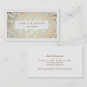 美容美しいターコイズ金ゴールドリーフルック 名刺 (正面/裏面)