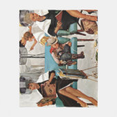 美容院で眠っているカウボーイ フリースブランケット (正面)