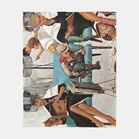 美容院で眠っているカウボーイ フリースブランケット (正面)