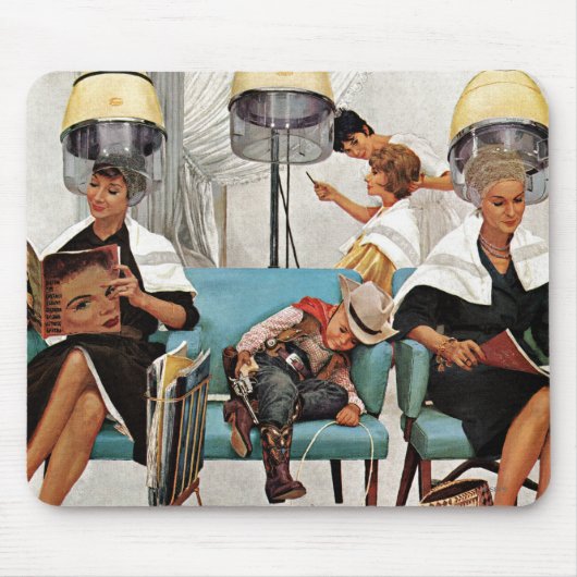 美容院で眠っているカウボーイ マウスパッド (正面)