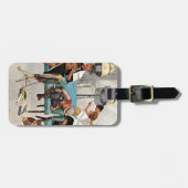 美容院で眠っているカウボーイ ラゲッジタグ (正面横)