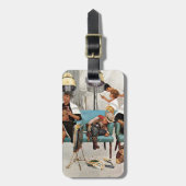 美容院で眠っているカウボーイ ラゲッジタグ (正面縦)