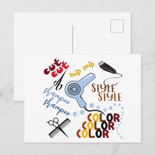 美容院で ポストカード (正面/裏面)