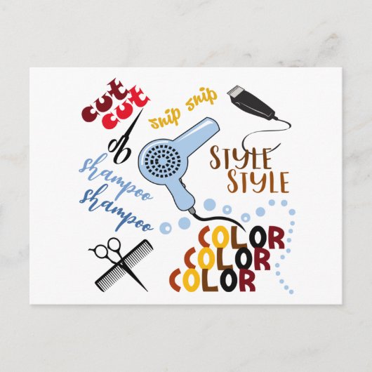 美容院で ポストカード (正面)